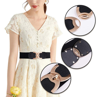 C-Shaped Design Ladies Elastic Belt Black#color_black