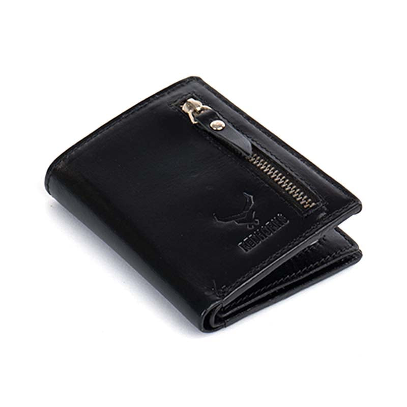 Men's Genuine Leather Bi-fold Wallets#color_black