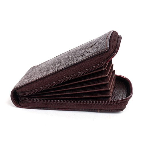 Men's Leather Zipper Card Holder#color_brown