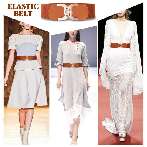 C-Shaped Design Ladies Elastic Belt brown#color_brown