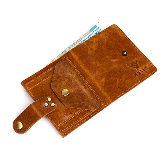 Men's Genuine Leather Bi Fold Wallet#color_tan