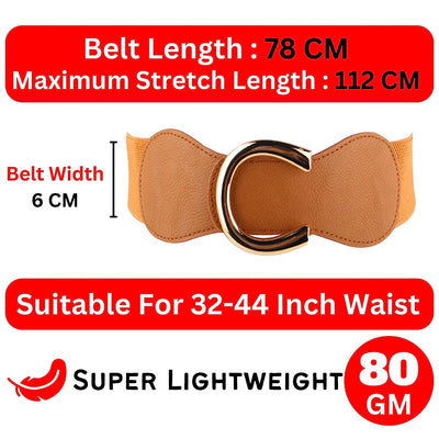 Redhorns Elastic Ladies Wide Belt#color_tan