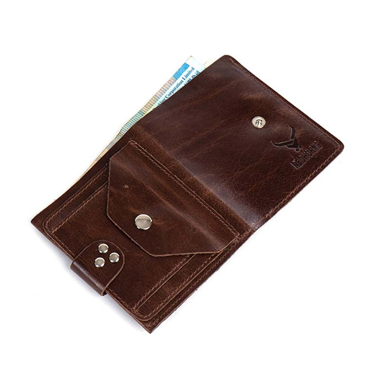 Men's Genuine Leather Bi Fold Wallet#color_brown