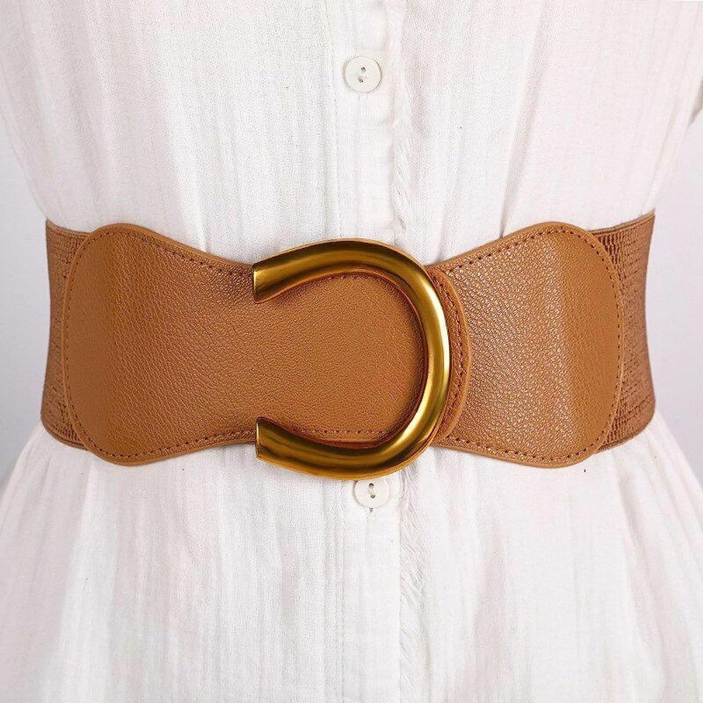 Redhorns Elastic Ladies Wide Belt#color_tan