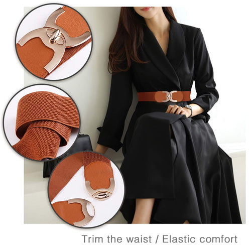 C-Shaped Design Ladies Elastic Belt brown#color_brown