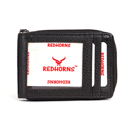 Men's Leather Zipper Card Holder#color_black