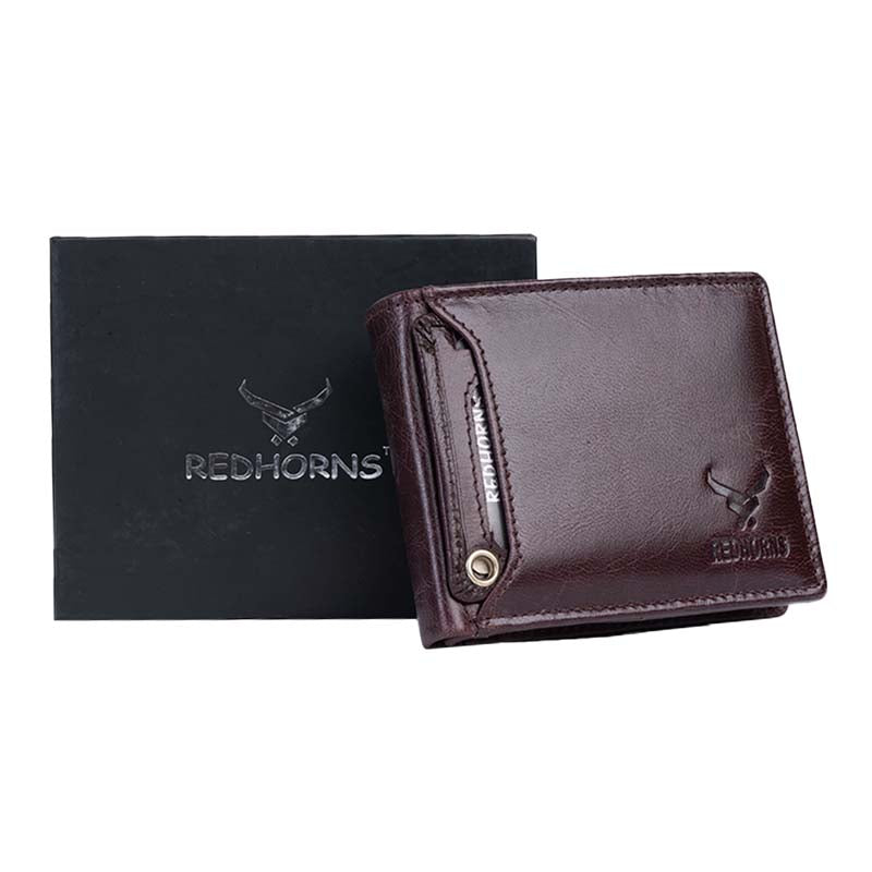 Men's Genuine Leather Bi-fold Wallets#color_cherry