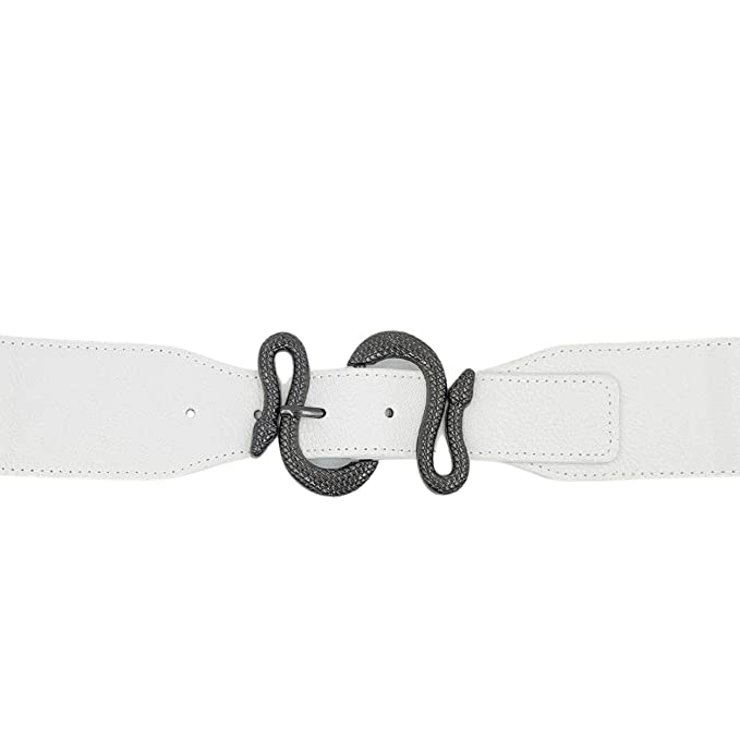 Redhorns Elastic Ladies Wide Belt#color_white-black-buckle