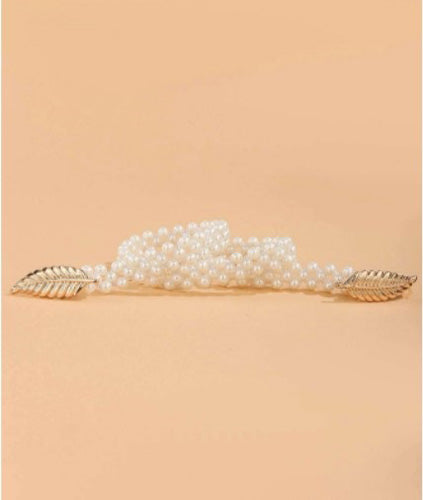 Leaf Design Beaded Slim Belt for Women Dresses
