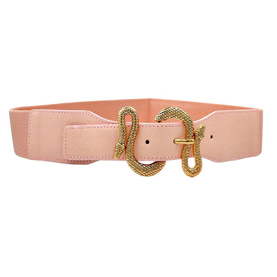 Redhorns Elastic Ladies Wide Belt#color_pink-golden-buckle