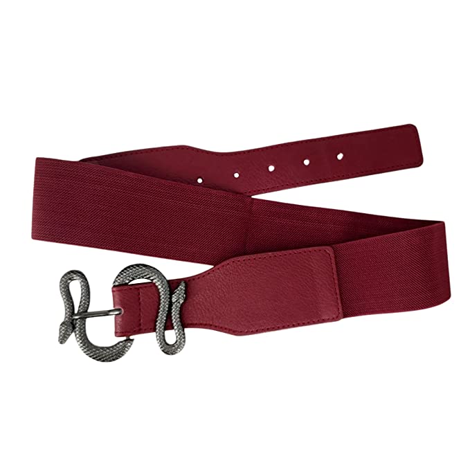 Redhorns Elastic Ladies Wide Belt#color_cherry-black-buckle
