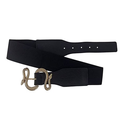 Redhorns Elastic Ladies Wide Belt#color_black-golden-buckle