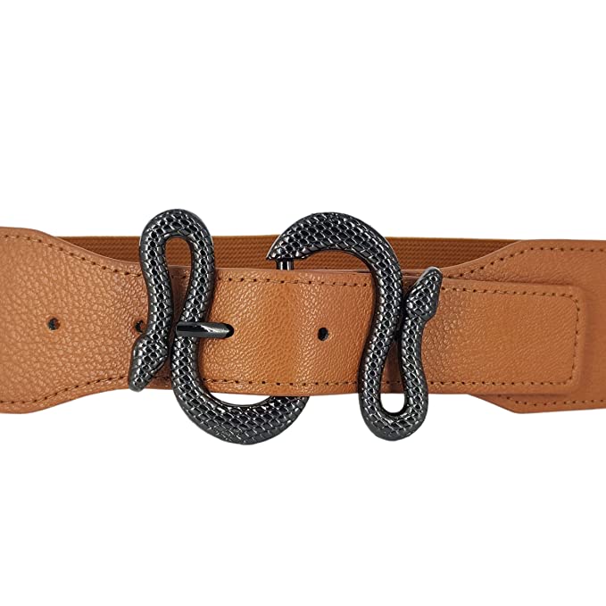 Redhorns Elastic Ladies Wide Belt#color_brown-black-buckle