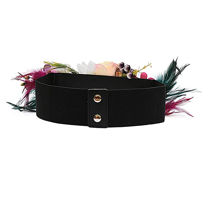 Redhorns Elastic Ladies Wide Belt#color_black-feather