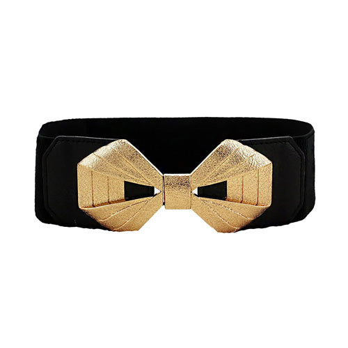 Bow Knot Design Ladies Belt Black#color_black