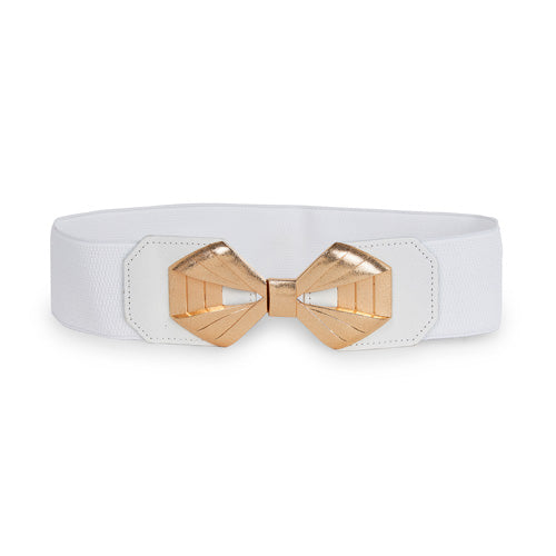 Bow Knot Design Ladies Belt White#color_white