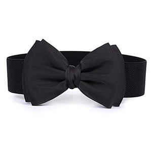 Redhorns Bow Knot Design Elastic Ladies Waist Belt#color_black
