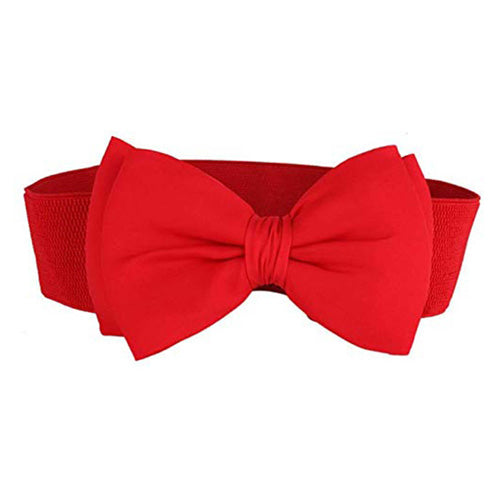 Redhorns Bow Knot Design Elastic Ladies Waist Belt#color_red