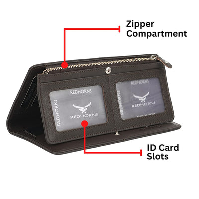 Women's Genuine Leather Wallet  Black#color_brown