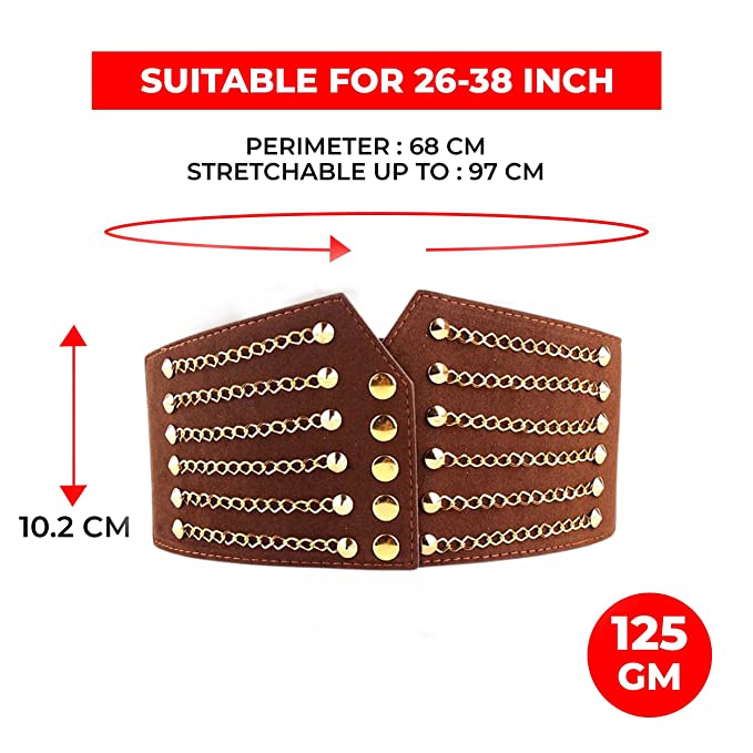 Redhorns Elastic Ladies Wide Belt#color_brown