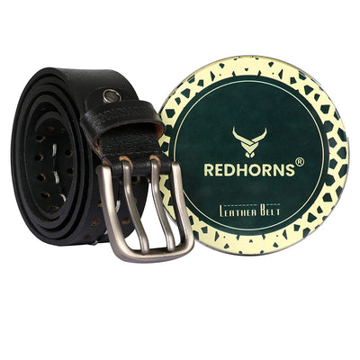 Redhorns Mens Genuine Leather Belt#color_black