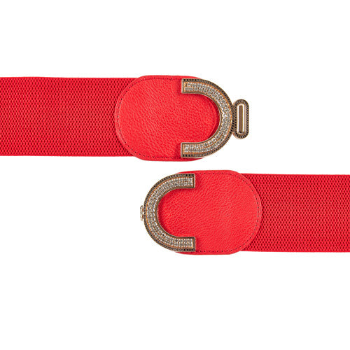 C-Shaped Designer Women's Belt Red#color_red 