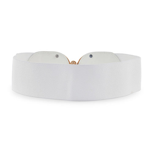 C-Shaped Designer Women's Belt White#color_white