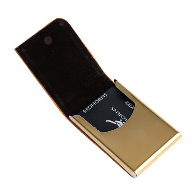 Redhorns Men's Stainless Steel Tan Color Card Holder With Magnetic Flap (CD005)