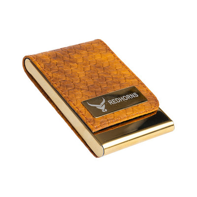 Redhorns Men's Stainless Steel Tan Color Card Holder With Magnetic Flap (CD005)