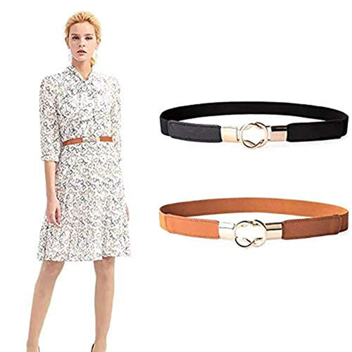 Elegant Design Ladies Elastic Belt Brown#color_brown