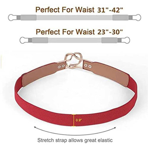 Elegant Design Ladies Elastic Belt Red#color_red