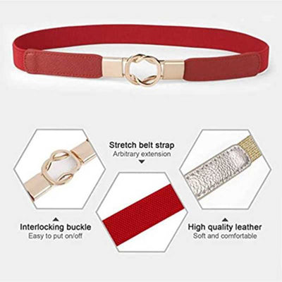 Elegant Design Ladies Elastic Belt Red#color_red