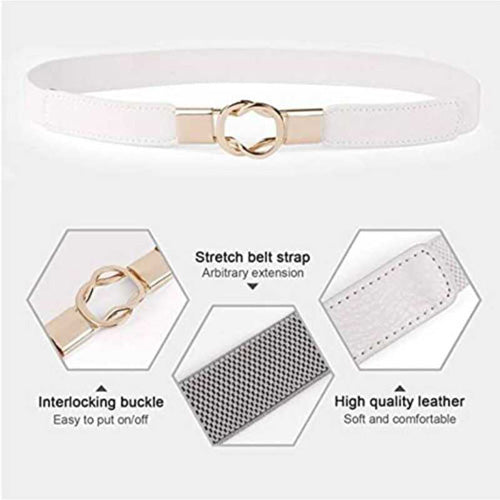 Elegant Design Ladies Elastic Belt White#color_white