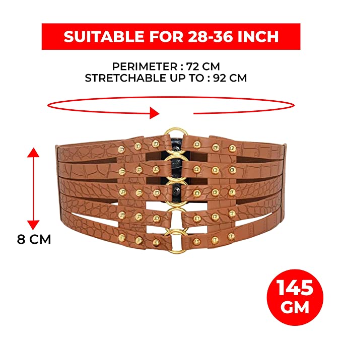 Redhorns Elastic Ladies Wide Belt#color_brown