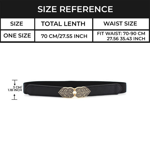 Floral Design Ladies Elastic Belt Black#color_black