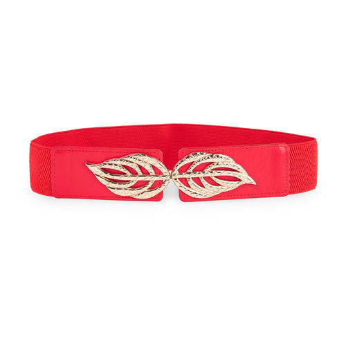 Floral Design Ladies Elastic Belt Red#color_red
