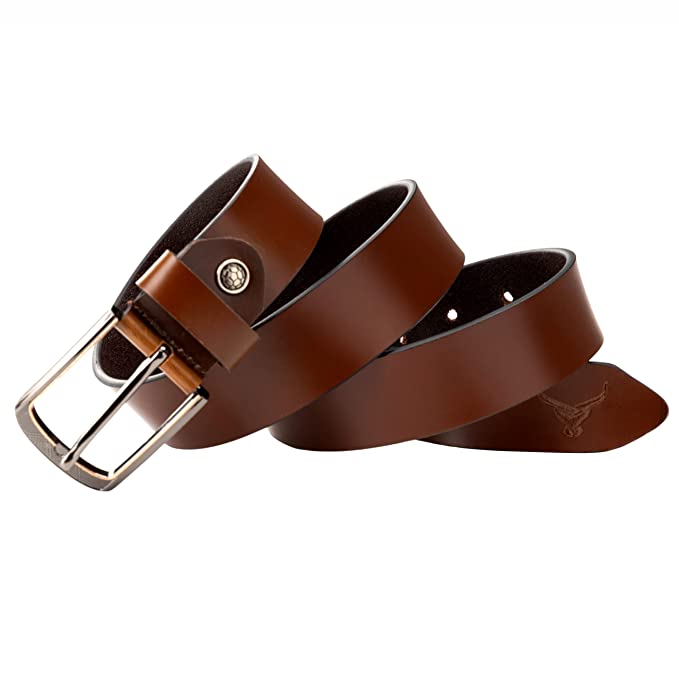 Redhorns Genuine Leather Belt for Men | Gents Branded Brown Leather Belt (GB24B)