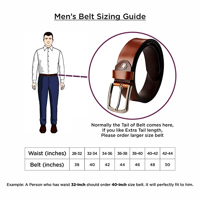Redhorns Genuine Leather Belt for Men | Gents Branded Brown Leather Belt (GB24B)