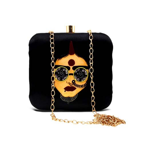 Girls Swag Black Beige Clutch for women