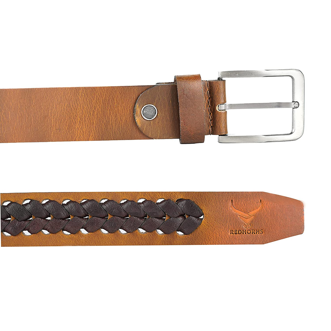 Redhorns Pure Leather Mens Belt#color_honey-brown