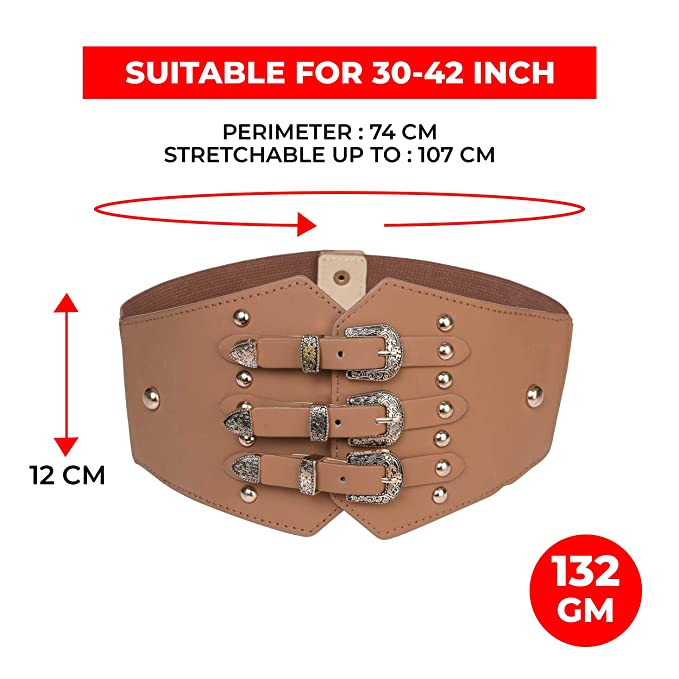 Redhorns Elastic Ladies Wide Belt#color_brown