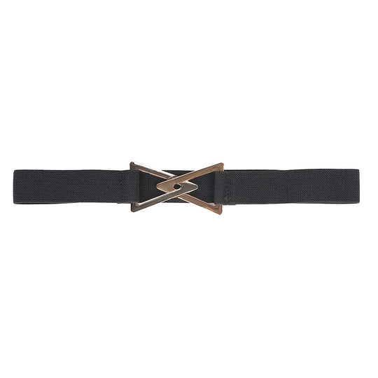 Dual Triangle Designer Ladies Belt#color_black