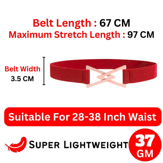 Dual Triangle Designer Ladies Belt#color_red