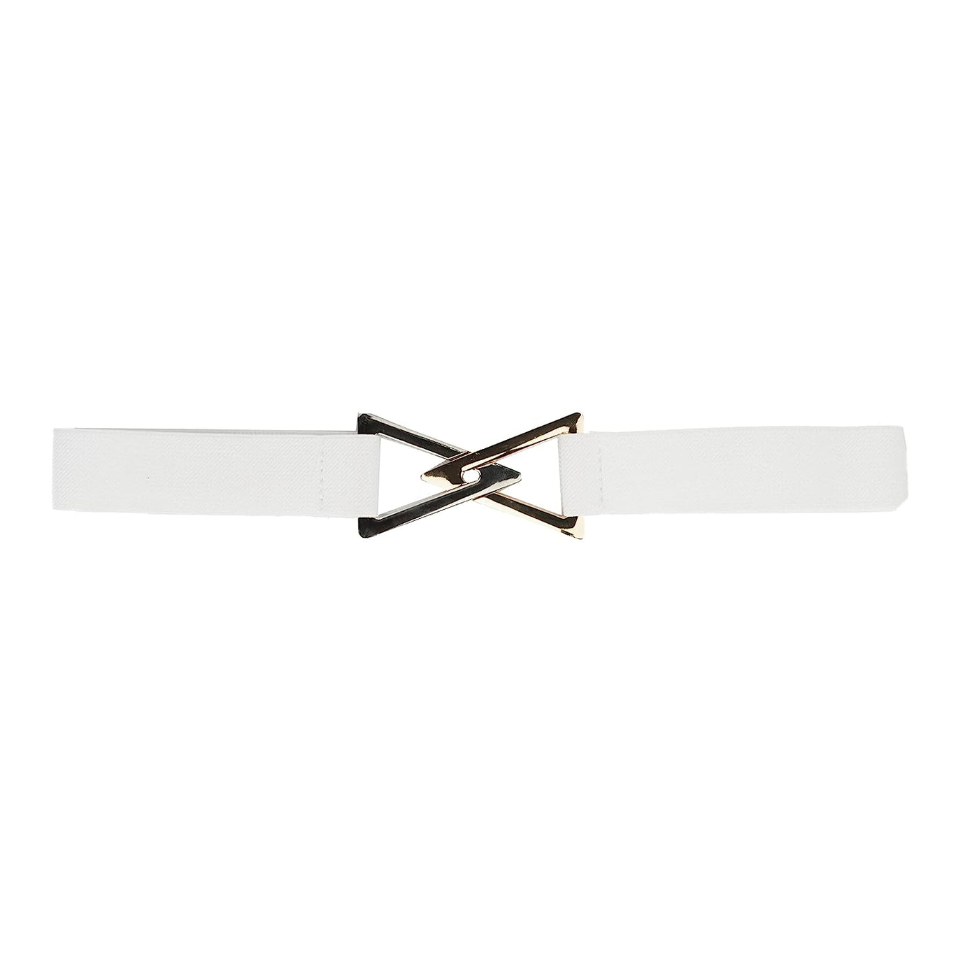 Dual Triangle Designer Ladies Belt#color_white