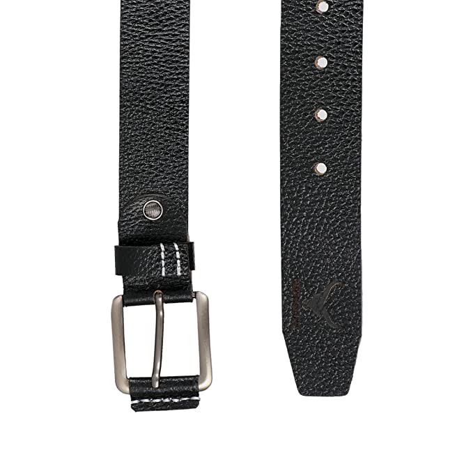 REDHORNS Genuine Leather Belt for Men Formal Casual Jeans & Trousers | Texture Finish Leather Gents Belt (GB31)