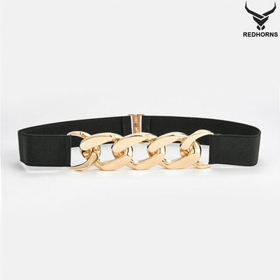 Linked Chain Design Ladies Belt#color_black