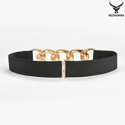 Linked Chain Design Ladies Belt#color_black