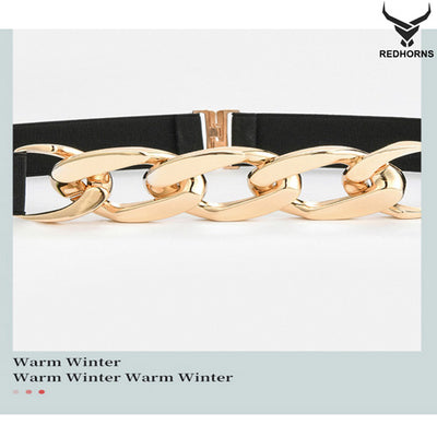 Linked Chain Design Ladies Belt#color_black