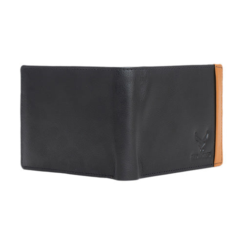 Men's Genuine Leather Bi-Fold Wallet Black#color_black