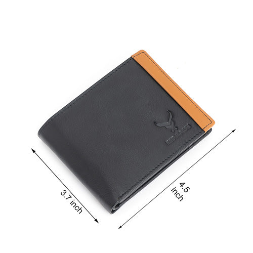 Men's Genuine Leather Bi-Fold Wallet Black#color_black